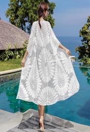 Sexy Swimsuit Cover Up Lace Beach Wear Bathrobe Coverups Swimwear Embroidery Robes for Women Floral See Through Sleepwear X07267609674