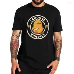 Men's T Shirts T-Shirt Male Violence Funny Duck Print Humorous Slogan Street Super Casual Loose Cotton Round Neck Couple Short Sleeves