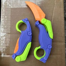 3D Tryckt Claw Knife Straight Jump Mini Lop Knife Plastic Internet Celebrity Decompression Gravity Radish Knife Push Card Liten Toy