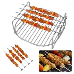 Double Boilers 8inch Baking Tray Skewers Air Fryer Stainless Steel Holder BBQ Rack Layer Grill Replacement Barbecue Kitchen Tools