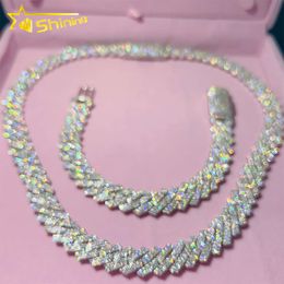 Hot sale dropshipping 13mm 2rows vvs moissnaite iced out hip hop Jewellery moissanite cuban chain