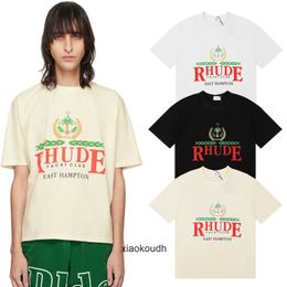 Rhude High end designer T shirts for Meichao letter print mens and womens large short sleeved T-shirt with as base With 1:1 original labels