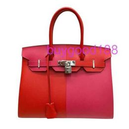 Aa Biridkkin Delicate Luxury Womens Social Designer Totes Bag Shoulder Bag 30 Red Leather Handbag Authentic Fashionable Commuting Handbag