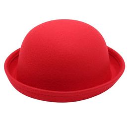 Justerbar bowler för kvinnor Man Imitation Woolen Hat Round Flanging Performance Cap Boy Girl Autumn Winter Hatts L2405