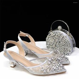 Dress Shoes Nigerian Elegant Decorated With Rhinetsone Women And Bag Set For Party Fashion Sandals Size 37-43