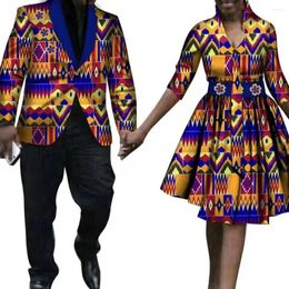 Ethnic Clothing Traditional Dashiki Sexy African Print Hip Dresses For Women Matching Men Blazer Top Jacket Couples Clothes Kaftan Outwear