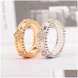 Band Rings 925 Sier Ring Kaleidoscope Diamond Jewellery Designers For Women Four Leaf Lucky Luxury Fl Classic Mans Party Drop Delivery Ot7Js