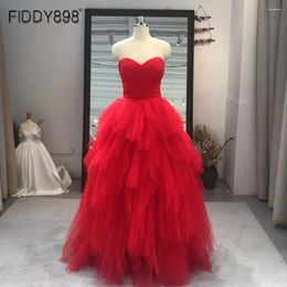 Party Dresses Red Evening Irregular Tulle Skirt Pleated Corset Long Formal Gowns With Cape A-Line Sweetheart Wear