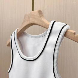 Women's Tanks Girls Crop Tops For Women Fashion Clothing Casual Solid Knitted Vest High Quality Top Streetwear Black And White T-shirts