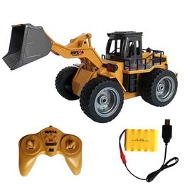 Diecast Model Cars HUINA 1/18 RC Tractor Shovel Toy Excavator Forklift Remote Control Truck Engineering Car Beach Kids Toys For Boy Bulldozer Model Y240520MJSS