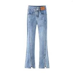 Women's Jeans Womens Jean Leggings Denim Viewed Items Women'S Straight Leg Slit Stretch High Rise Flared Trousers Solid Color