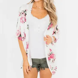 Women's Blouses For Women Business Casual Ladies' Printed Shirts With Flowers On White Background Blusas Elegantes Para Mujer 2024