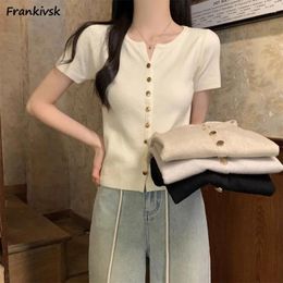 Women's Blouses Cosy Women Shirt Summer Button Solid Single Breasted Temper Casual Slim Thin Versatile Korean Style Cropped Retro Simple