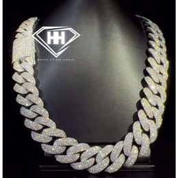 Hip Hop Jewellery White Gold Iced Out 4 Row Miami Necklace Sier VVS Moissanite Diamond Prong Set Cuban Link Chains