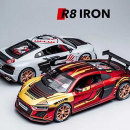 Diecast Model Cars 1 24 Audi R8 LMS Alloy Sound Light Model Car-Race-Inspired Collectible for Car Enthusiasts-Highly Detailed Durable Construction Y240520JW5H