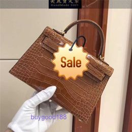 Top Ladies Designer eKollay Bag Handmade custom imported square crocodile skin bag second-generation mini womens handheld one shoulder crossbody small bag brown