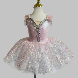 Children Sequin Professiona Ballet Tutu Dress For Girls Kids Swan Dance Performance Ballet Costumes Adult Women Dance Clothing 240520