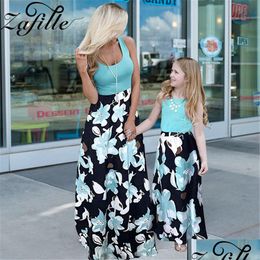 Family Matching Outfits Zafille Mom And Daughter Clotheswork Floral Long Dresses Mother Summer Mommy Same Dress Drop Delivery Baby K Dhw7T