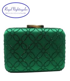 Royal Nightingales Large Crystal Evening Clutch Bag and Bags for Womens Purses Handbag Emerald Green Navy Blue 2110257362327