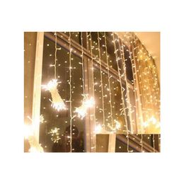 Party Decoration 3 X 300 Led Icicle Curtain Fairy String Light Christmas For Wedding Home Garden Decor Ac110V-220V Drop Delivery Fes Dhout