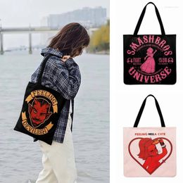 Shopping Bags Fashion Halloween Themed Illustration Printed Tote Bag For Women Casual Linen Febric Outdoor Beach