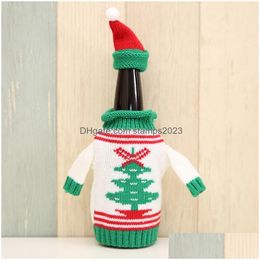 Christmas Decorations Ups Cool Sweater Style Red Wine Bags With Santa Claus Hat Cloth Bar Beer Champagne Bottle Er Bottles Sleeve Th01 Dhfn8