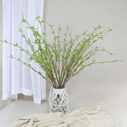 Decorative Flowers Artificial Green Willow Branch Plants Plastic Fake Plant Desktop Ornaments Summer Garden Vase Living Room Decoration