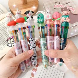 Colors Cartoon Animal Ballpoint Pens Cute Cow Peach Writing Colorful Refill Ball-pen Student Supplies Gift