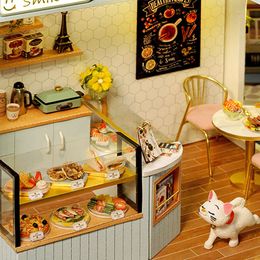 Wooden Miniature Doll Handmade 3D Puzzle Assembly Building Dollhouse Kits Small House With Furniture Toys For Kids Gifts