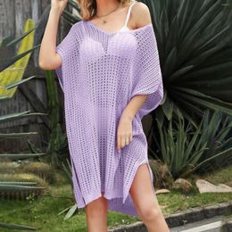 Women'S Large Size Dress Slit Cover Up Beach Blouses Hollowed Out Off The Shoulder Coverups Summer Bathing Suit For Ladies