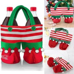 Storage Bags Christmas Santa Pants Handbag 25cmX18CM Xmas Party Decor Candy Gift Bag Wine Bottle Holder