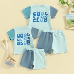 Clothing Sets Summer Kids Boys Brother Matching Outfits Short Sleeve Contrast Colour Tops And Casual Shorts Clothes