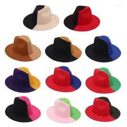 Berets Vintage Fedora Hat Women Men Felt Cowboy Hats Color Matching Gentleman Dropship