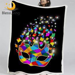 Blankets Blessliving Harlequin Mask Soft Blanket Carneval Party Plush Glitter Luxury Bed Colourful Bedspread 150x200