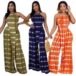 Women's Two Piece Pants Summer Tie Dye Set For Elegant Beach Irregular Sleeveless Crop Tops Wide Leg Straight Matching 2