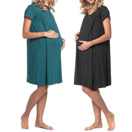 Maternity Dresses Womens Pregnant Night Cat Pregnant Short sleeved Delivery Care Dress Hospital Dress d240520