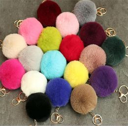 Party Favour Rabbit Ball Plush Fuzzy Fur Key Chain Car Bag Keychain Ring Pendant Jewellery Party Gift 20pcs83593392586173