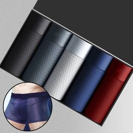 Men Panties Male Underpants Man Pack Shorts Boxers Underwear Slip Homme Calzoncillos Bamboo Hole U Convex Pouch Large Size 240520
