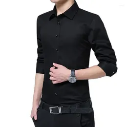 Men's Dress Shirts 7 Colour Choice Men Shirt Long Sleeve Autumn Slim Design Mens Asian Size S-5XL