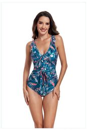 Women's Swimwear Large-sized One-piece Swimsuit With Lace Shoulder Straps And For Slimming Bikini