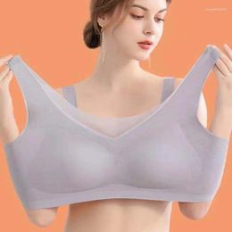 Bras Large Size Seamless Ice Silk Ultra Thin Bra Wireless Beautiful Back Vest With Padded Sling Invisible Brassiere Inside Wear