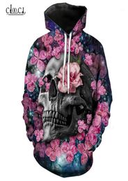 Men039s Hoodies Sweatshirts Horror Skull Hoodie Men Women Harajuku Sweatshirt 3D Printed Flower Rose Casual Plus Size Hoody P3168370