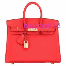 Aa Biridkkin Delicate Luxury Womens Social Designer Totes Bag Shoulder Bag 25 Capucine Orange Red Gold Hardware Stamp 2024 Fashionable Commuting Handbag