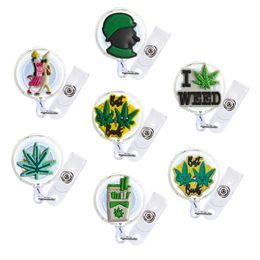 Other Office School Supplies Green Plants Cartoon Badge Reel Retractable Nurse Id Card Cute Cool Reels Tag Holder Clips Drop Delivery Otxki