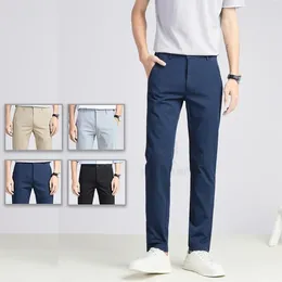 Men's Pants Summer Thin Casual Trousers Middle-Aged Business Loose Straight Versatile High Waist