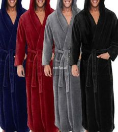 xmfacai Men Soft Coral Fleece Solid Colour Pockets Long Bath Robe Home Gown Sleepwear Mens Pyjamas Pyjamas Set Sleepwear Set Lounge3884698