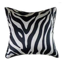 Pillow 18x18 Animal Print Zebra Geometric Cover For Couch Nordic Lumbar Case Ivory Black Simple Coussin Sofa Chair Deco
