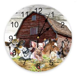 Wall Clocks Farm Barn Cow Pig Brief Design Silent Home Cafe Office Decor For Kitchen Art Large 25cm