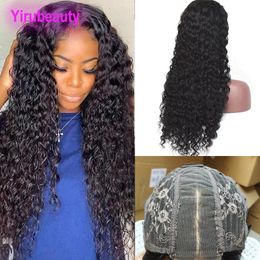 Yirubeauty Water Wave 2X6 Lace Closure Wig Curly Brazilian 100% Human Hair Wigs Peruvian Virgin Hair Middle Part Natural Colour