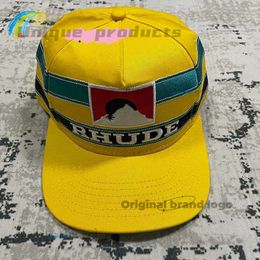 Fashion Ball Caps Embroidered Striped Patch Yellow Rhude Baseball Cap Men Women 1 High Quality Designer Outdoor Sunscreen Adjustable Hat Wide Brim 449